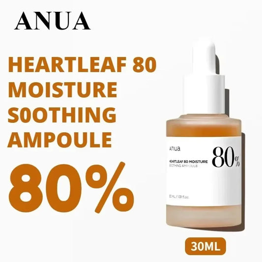 Anua Heartleaf 80 Soothing Ampoule, Hydrating Face Serum for Glass Skin, Panthenol, Hyaluronic Acid, Korean Skincare