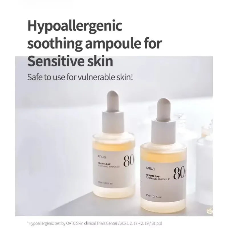 Anua Heartleaf 80 Soothing Ampoule, Hydrating Face Serum for Glass Skin, Panthenol, Hyaluronic Acid, Korean Skincare